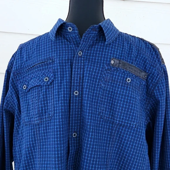 Blue Check PM381 BLUE DEPT. 76 Button-down Shirt (XL) - Picture 2 of 16